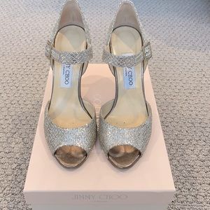 Jimmy Choo Glitter Shoes, Size 37 1/2